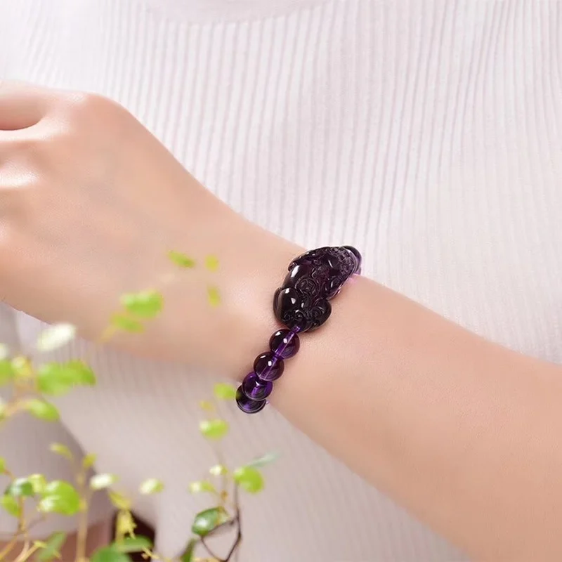 Bracelet Jewelry Feng Shui Wealth Bracelet Amethyst PIXIU Bracelet Crystal Beads Attract Lucky Gift for Man Woman Couple Friend Gifts