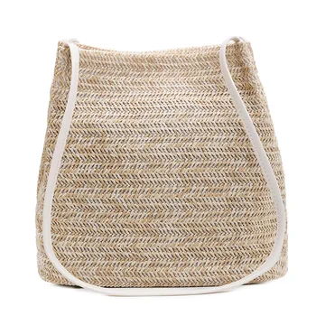 

Summer new casual woven single shoulder straw bag summer new wild bucket bag portable female bag