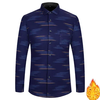 

Men's Plaid printing Shirts New Autumn Outwear Slim Shirts Male Winter Business Casual Thicker Warm Shirts Big Size 4XL
