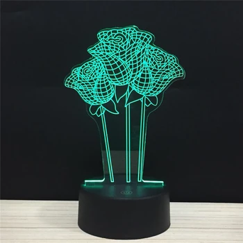 

3D Rose Valentine's Day colorful Light touch lights LED Pure love Valentine gift present Night lamp remote lighting 7 Colors 214