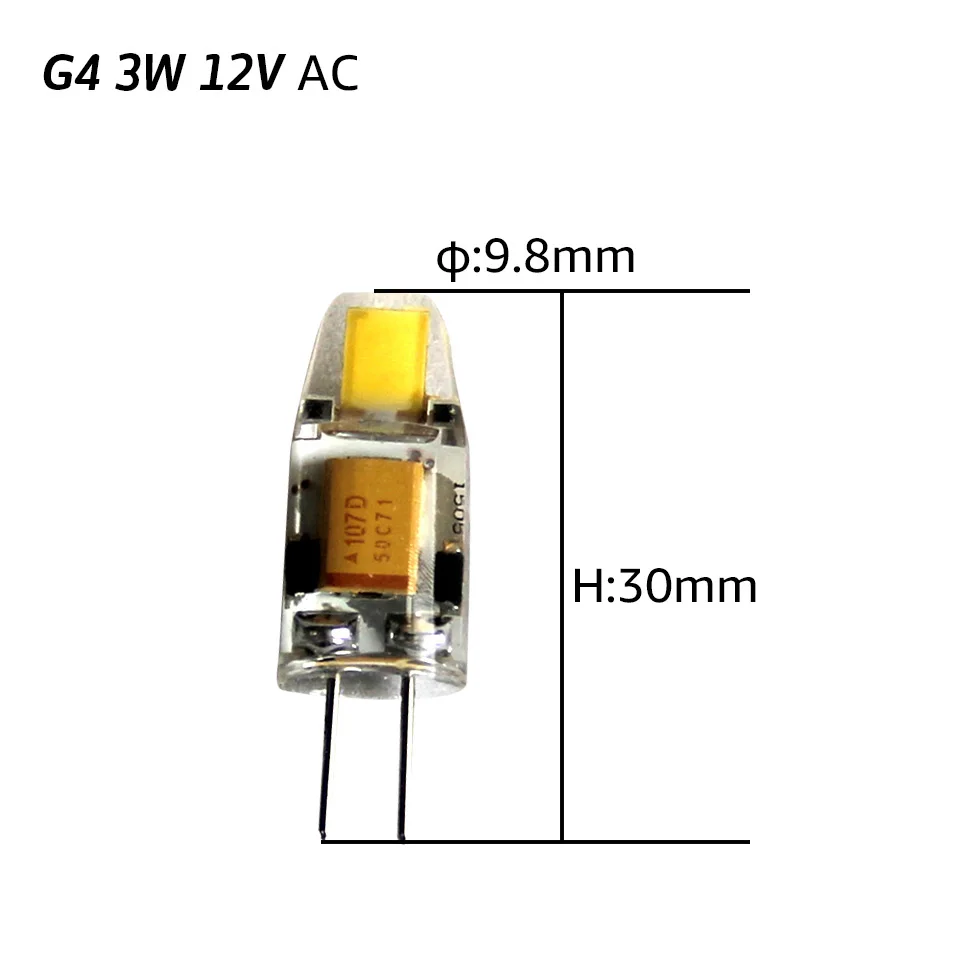 10 шт./лот G4 светодиодные лампы AC/DC 12 В 3 Вт 6 Вт теплый белый холодный белый Заменить галогенную лампочка для люстры - Испускаемый цвет: G4 3w AC 12V