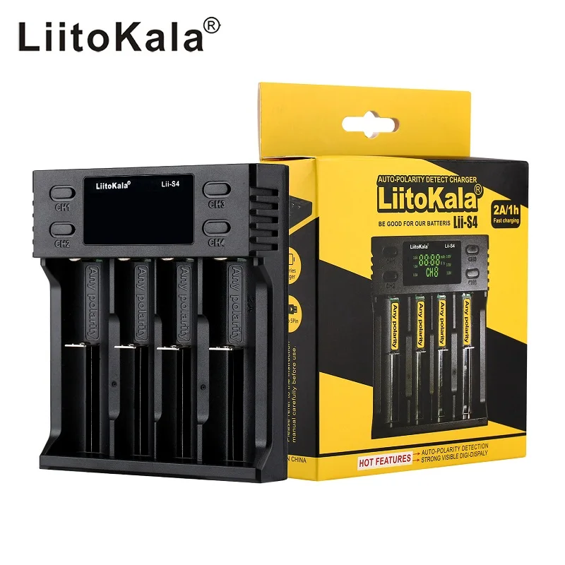 Умное устройство для зарядки никель-металлогидридных аккумуляторов от компании Liitokala: Lii-S1lii-S2 lii-S4 lii-S6 батарея Зарядное устройство автоматического обнаружения полярности для 18650 26650 18350 18340 литий-ионный аккумулятор никель-металл-гидридных аккумуляторных батарей