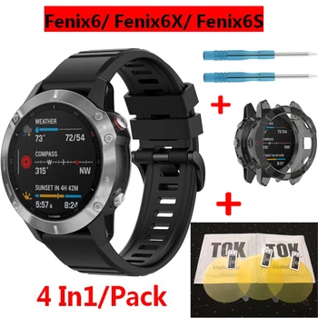

Silicone Quick Fit Watch Wrist Band for Garmin Fenix 6 6X 6S Strap Frame Protectors Case for Fenix 6 6X 6S Bracelet Screen Film