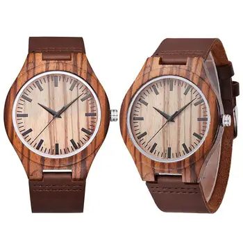 

Couple Watches for Women Men Quartz Wristwatches Square Dial No Number Analog Wooden Quartz Wrist Watch Ladies Wristwatch