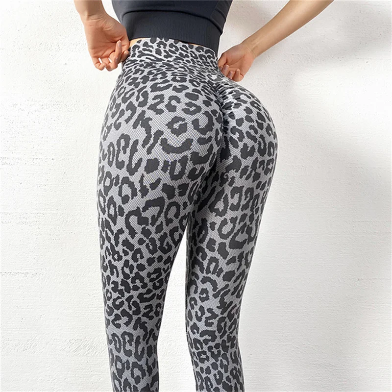 Women's Zebra Leopard Print Fitness Pants European and American Peach Blossom High Waist Slim Yoga Pants Women fabletics leggings