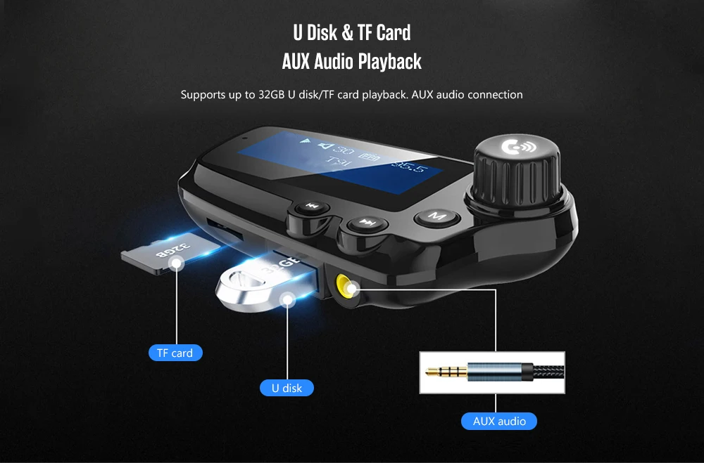 Автомобильный Bluetooth 5,0 fm-передатчик комплект беспроводной связи Bluetooth для автомобиля Громкая связь AUX аудио приемник авто MP3 плеер двойной USB быстрое зарядное устройство