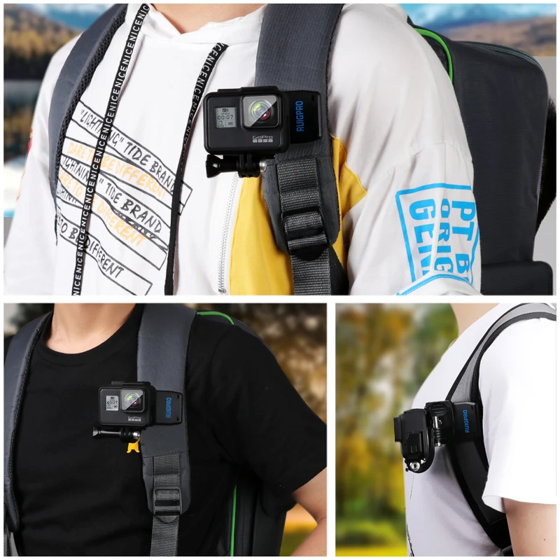 Зажим для рюкзака с поворотом на 360 градусов GoPro Hero 8 7 6 5 4 Xiaomi yi SJCAM SJ4000 DJI аксессуары