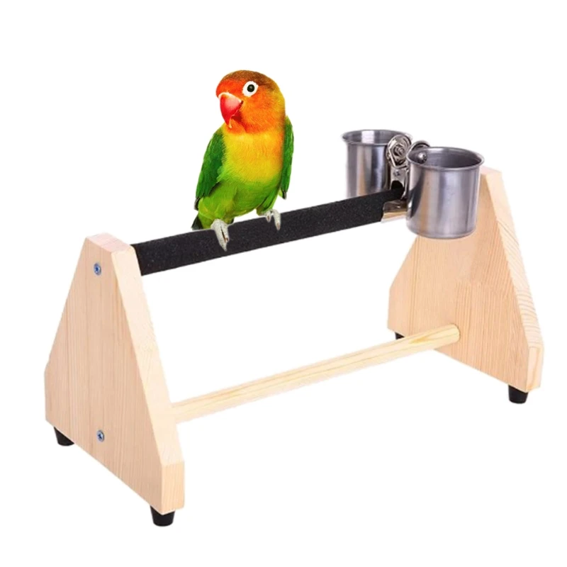 Bird Cage Perches with Feeder Dish Cup
