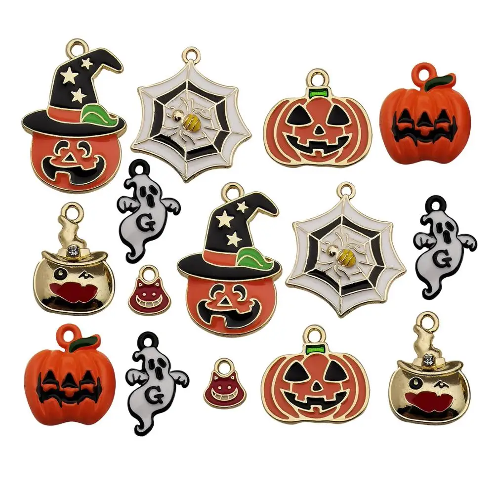 

Mix 21pcs 7 Styles Halloween Decorations Charm Pendant for DIY Necklace Bracelet Earring Jewelry Making Accessories