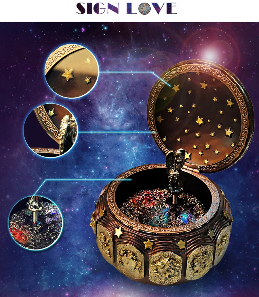 Constellation Music Box 12 With Led Flashing Lights Musical Boxes For Boy Friend Love Girls Valentine's Day Birthday Gift