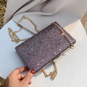 

Sequins Square Crossbody Bag 2020 Fashion New High quality PU Leathe Women's Designer Handbag Chain Shoulder Messenger Bag