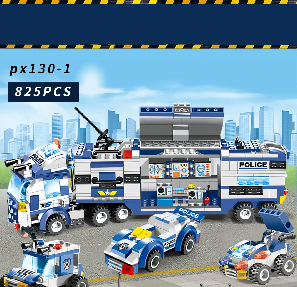 Спецназ городская полиция серии строительные блоки DIY Кирпичи автомобиль вертолет команда грузовик полицейский участок Развивающие игрушки для детей Подарки