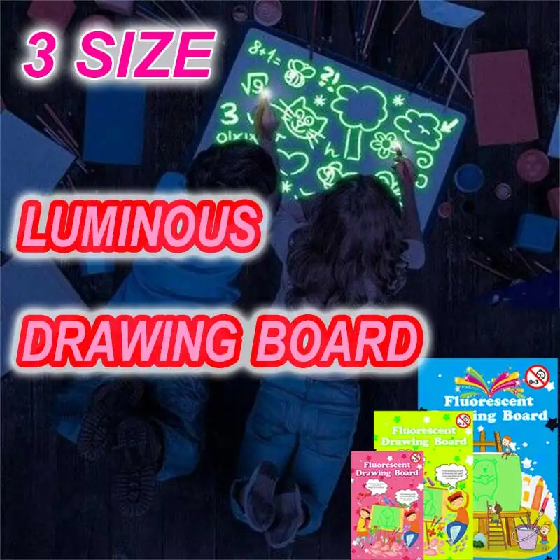 

Draw with light Invisible Disappearing Glow in The Dark Kids Magic fluorescent drawing Board freeze luminous light pad
