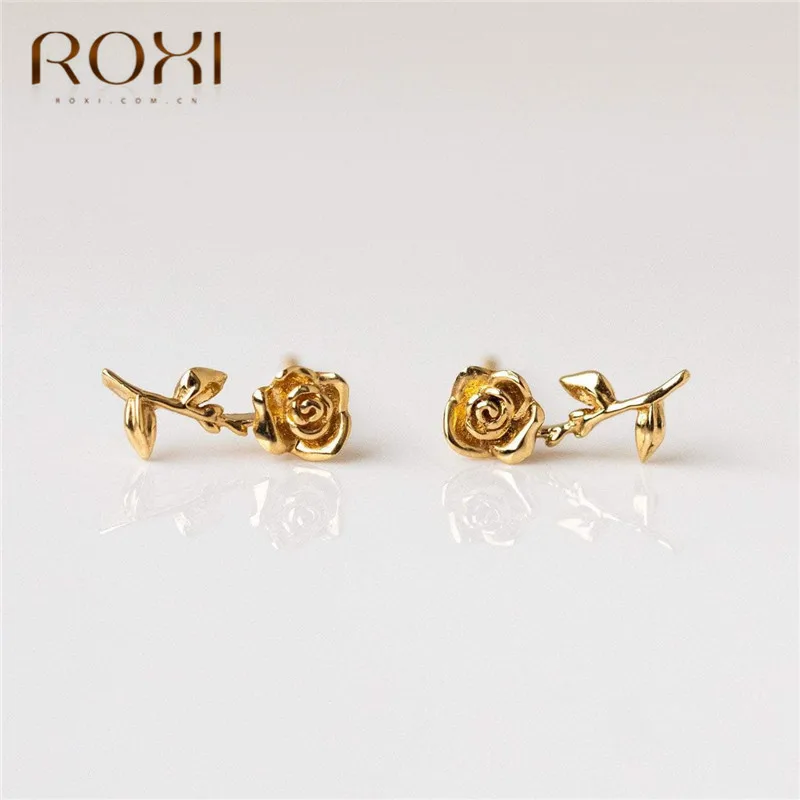 ROXI романтические розы корейские сережки-шпильки темперамент Изысканные цветы серьги для женщин 925 пробы серебряные серьги Рождество