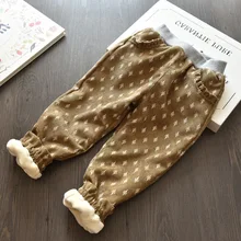 Спортивные штаны для девочек детские повседневные штаны в западном стиле на осень и зиму весенне-осенние плотные брюки с начесом для девочек 201