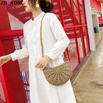 

Hot US Stock Women Shoulder Bags Straw Flap Ladies Bohemian Crossbody Bags Handmade Woven Beach Tassel Bags