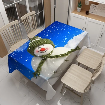 

2020 Latest Dining Table Decor Tablecloth Cute Red Christmas Snowman Pattern Thicken Fabric 3D Round Table cloth for Home Party