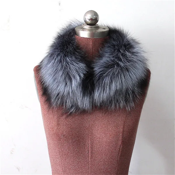 Женский шарф теплый подарок из меха енота ожерелья для куртки шарфы Banand Schal теплый натуральный зимний меховой шарф для женщин - Цвет: silver fox
