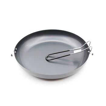 

30cm Kitchen Tool Round Picnic Cooking Folding Steak Easy Clean Flat Base Outdoor Camping Portable Non Stick Frying Pan Iron