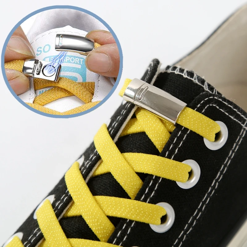2PCS Shoelace Buckle Lock Metal Elastic Quick Lazy Metal Lace Lock Shoe  Strings No Tie Shoelaces For Kids Adult Shoes Accessory - AliExpress