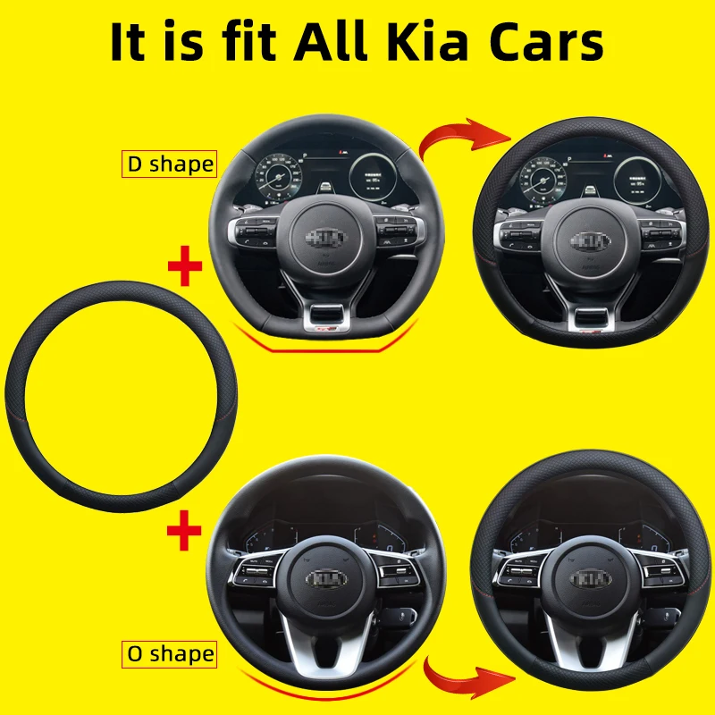 100% DERMAY Brand Leather Car Steering Wheel Cover for Kia Rio 2 3 4 X Line Kombi Sedan Auto Accessories Interior steering wheel cover