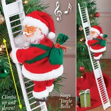 Прекрасный музыкальный Рождественский Санта-Клаус, электрическая подвесная лестница, украшение для рождественской елки, забавные новогодние подарки для детей