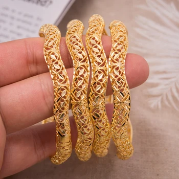

Annayoyo Fashion lady Luxury Gold Color Jewelry Bangles Ethiopian African Women Dubai Bracelet Party wedding Gifts Can Open