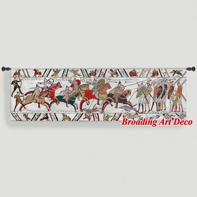 

Bayeux-III Medieval Old World Tapestry Wall Hanging Jacquard Weave Gobelin Home Textile Decoration Aubusson Cotton 100% 151x45cm