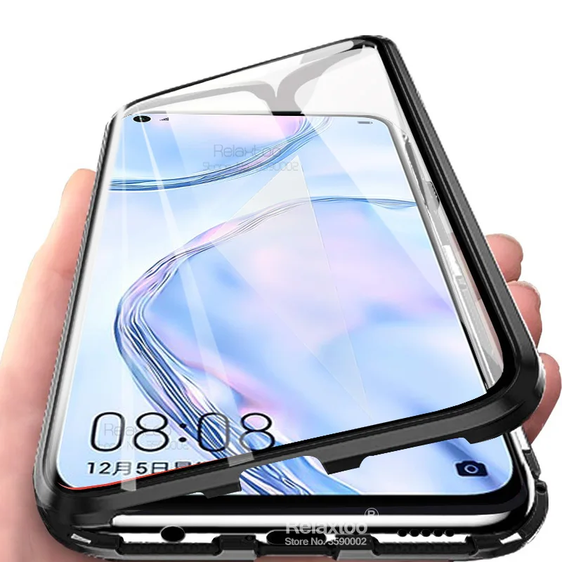 Магнитный чехол для huawei p40 lite двухсторонний hauwei p 40 light p40lite huawey p30 pro металлический