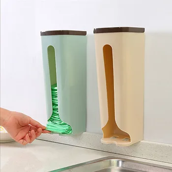 

2Pcs Wall Hanging Rectangular Garbage Bag Storage Box Portable Large Capacity Extraction Plastic Bag Rack Storage Organizer