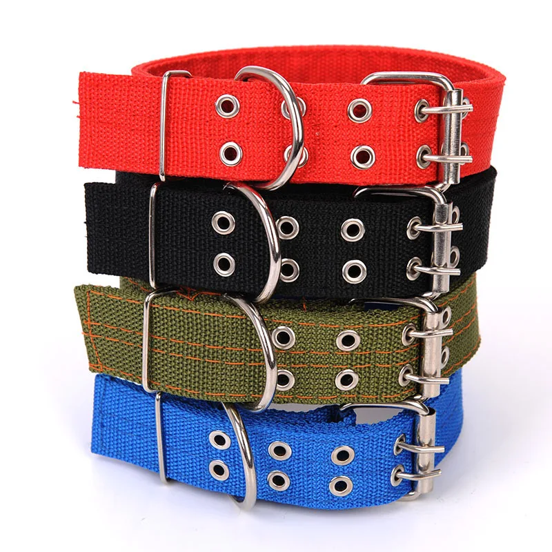 

Golden Four Layer Nylon Weaving Pet Collar Pet Dog Bite-proof Protector Double Row Metal Buckle Large Dog Dog Neck Ring