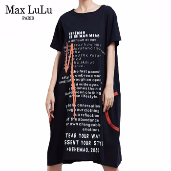 

Max LuLu New 2020 European Fashion Style Ladies Vintage Streetwear Womens Loose Printed Dress Casual Elegant Oversized Dresses