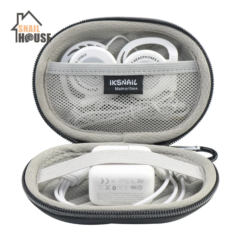 Переносной чехол для хранения наушников Snailhouse жесткий футляр карта usb кабель