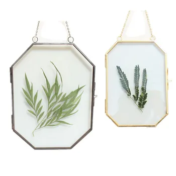 

Nordic Octagonal Copper Geometric Photo Wall Frame Glass Specimen Holder Wall Hanging Photo Folder Home Decoration Gift