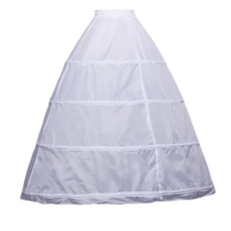 

Womens Ankle Length 4-Hoops Petticoat Wedding Bridal Dress White Slips Skirt Adjustable Drawstring Waist Crinoline Underskirt