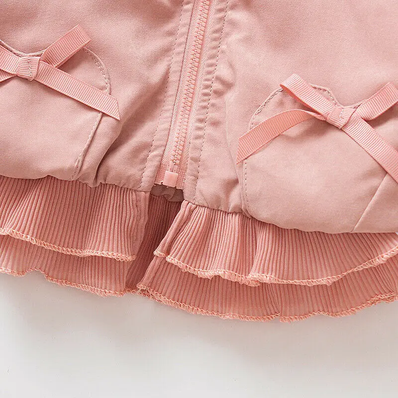Fashion Kids Baby Girls Coat Jacket Princess Zipper Ruffle Lace Long Sleeve Solid Warm Coat Kids Children Top Outwear Overcoat
