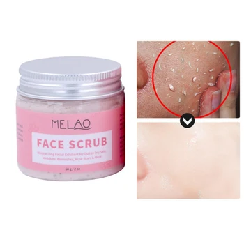 

60g Facial Scrub Cream Moisture Exfoliate Wrinkle Blemishes Acne Scars Removing Control Oil Shrinking Pores for Dull Skin