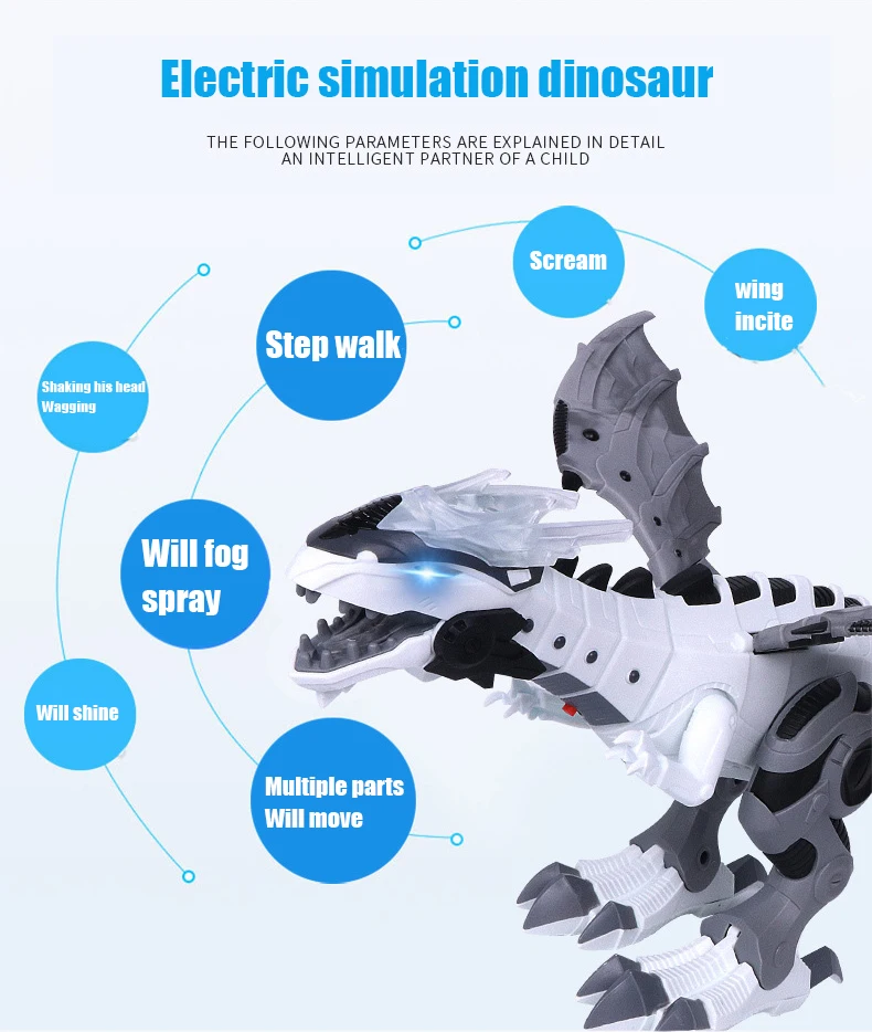 Mist Robot Spraying Dragon, Dinosaure De Pulvérisation Deau De Respiration De Feu De Jouet électrique De Dragon De Marche Avec Le Clignotant Et Les Bruits Pour Des Enfants Type A