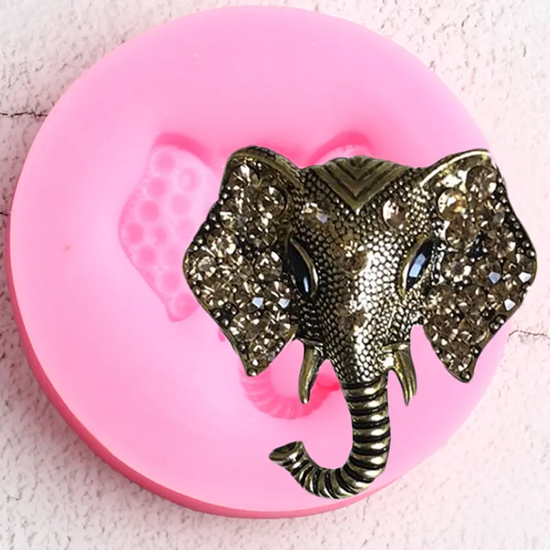 

3D Elephant Head Silicone Molds Polymer Clay Jewelry Mold Wedding Fondant Cake Decorating Tools Candy Chocolate Gumpaste Moulds