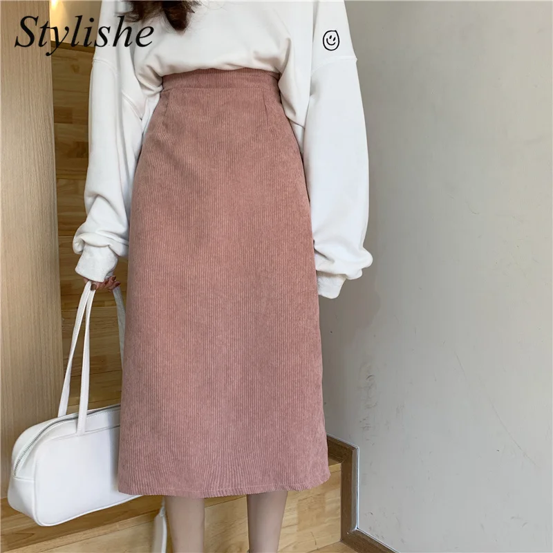 Falda Corta De Pana Para Mujer - Minifalda Plisada Cintura Alta, Otoño/Invierno, Estilo Vintage