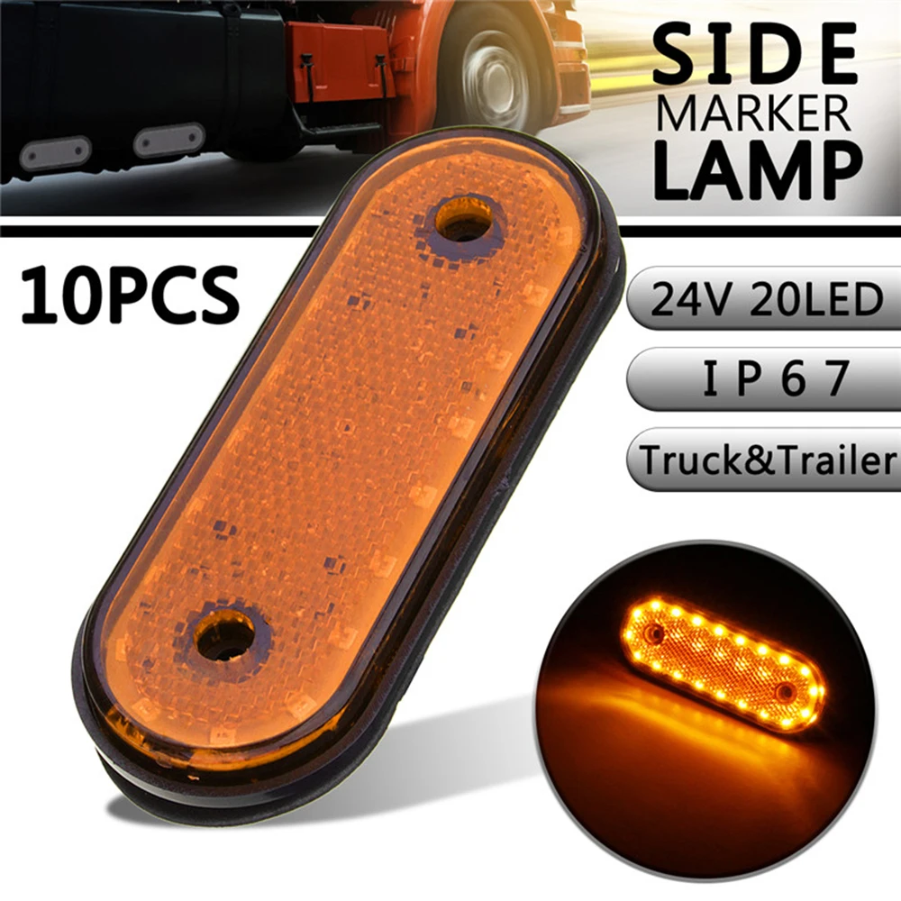 

10 Pcs Yellow shell yellow light Marker Light Side Marker LED 24V Trusk Lamp Pickup Truck Side Marker Lights for Truck Side