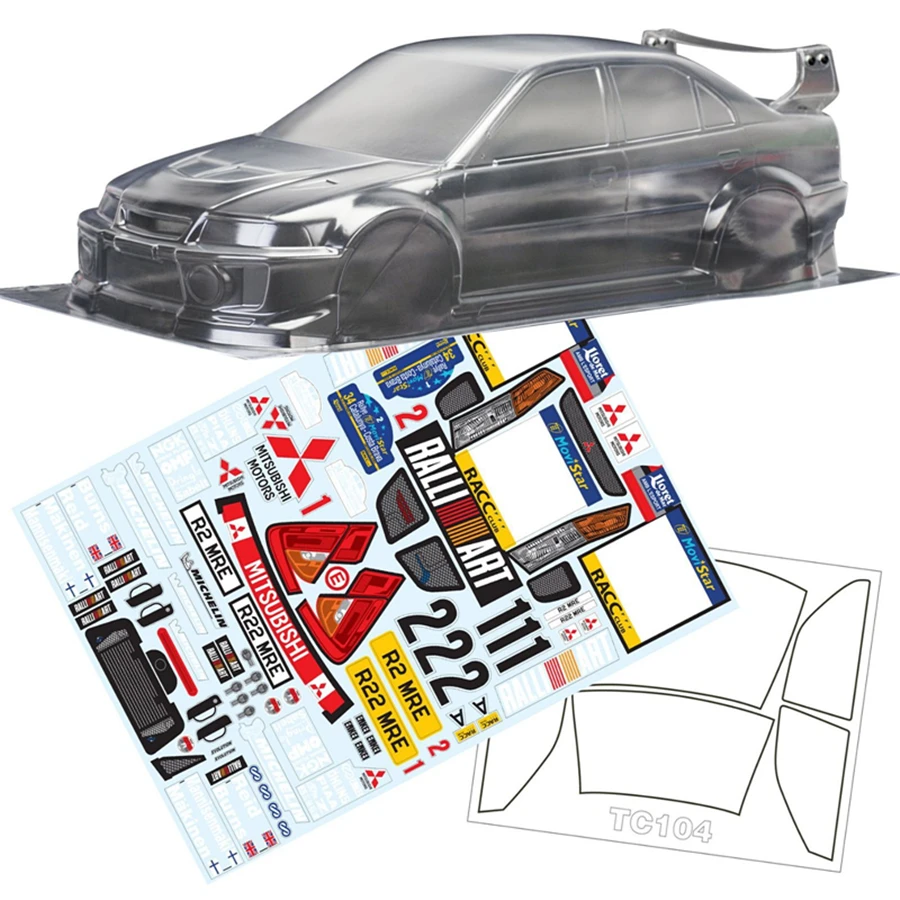 Игрушечный автомобиль Team C TC104 Mitsubishi Lancer прозрачный корпус с цветной наклейкой 190