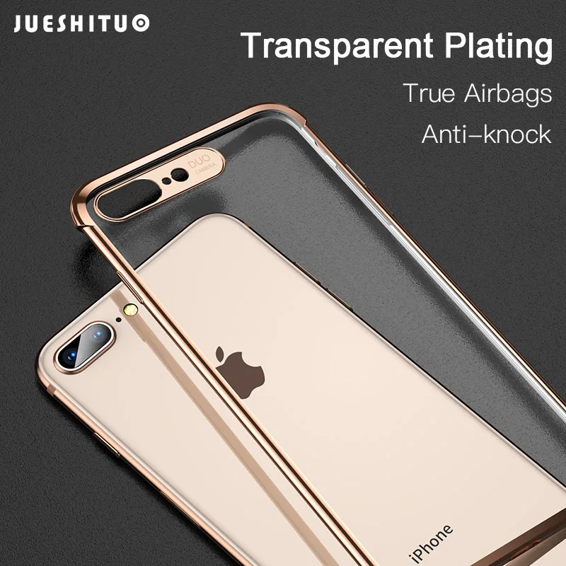 Роскошный чехол с покрытием для iPhone 7 8 Plus X XS XR мягкий прозрачный телефона 11 Pro Max