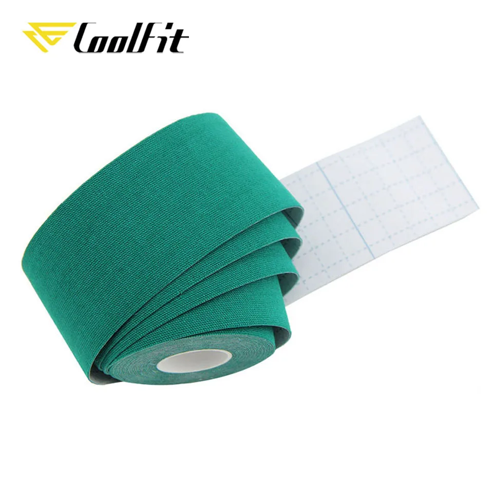Dark Green CoolFit кинезиологическая лента Атлетическая восстанавливающая эластичная лента наколенник для облегчения боли в мышцах наколенники Поддержка для тренажерного зала фитнес бандаж - Цвет: Dark Green