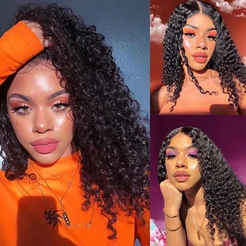 

Deep Part Curly Silk Base Lace Front Human Hair Wigs with Baby Hair Brazilian Full Lace Wigs for Black Women Natural Hairline