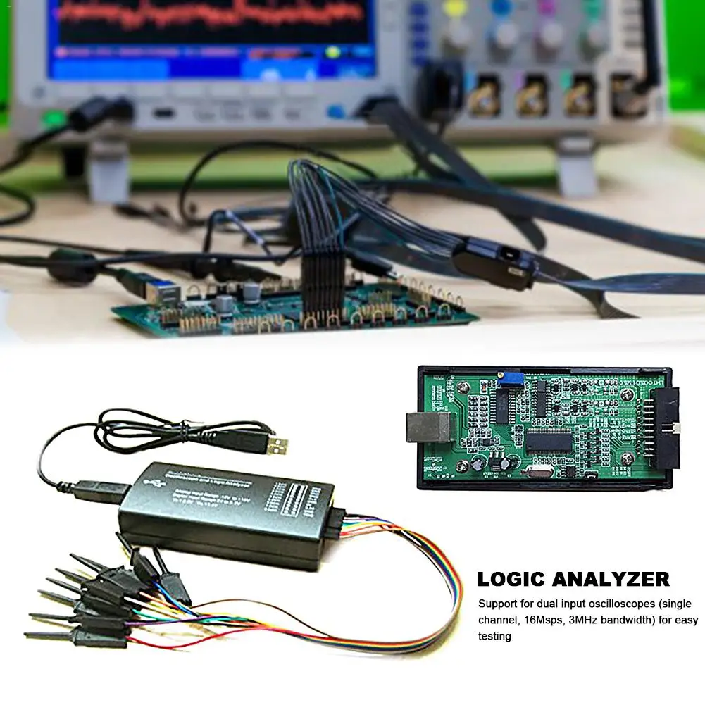 

I2C SPI CAN Uart LHT00SU1 Virtual Oscilloscope Logic Analyzer USB Connection Line Testing Clamp 128M Memory New