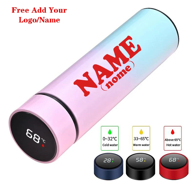 Personalised Water Bottle With Digital Temperature Display, Ladies