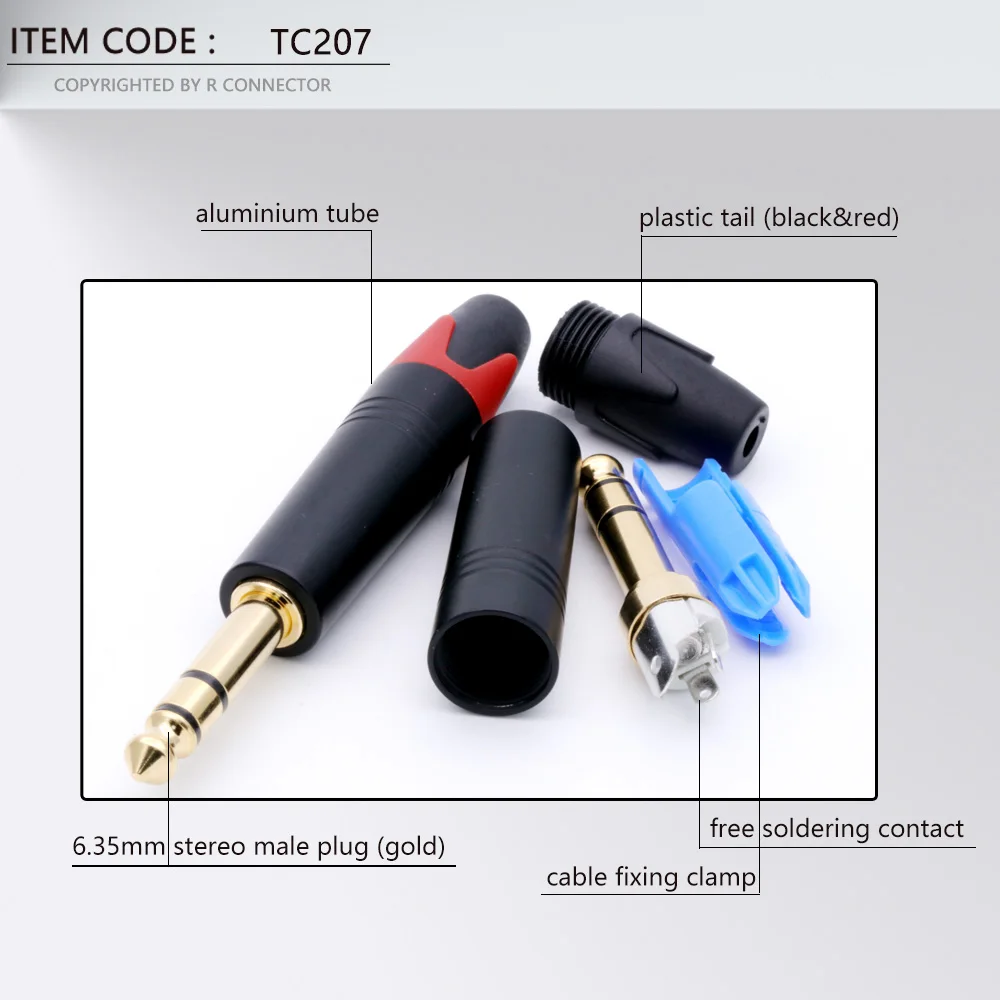 Spine Per Saldatura Audio 4 Spine Jack Audio 6.3mm (1/4") Stereo Angolo Retto A Saldare - Punta Oro, Per Strumenti Musicali Big Jack - Foto 8