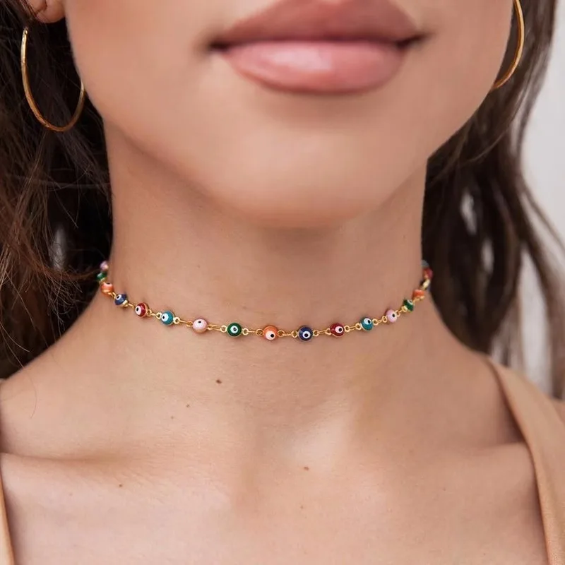 Chain Necklaces Jewelry Collares Neck-Pendant Evil Metal Silver-Color Trendy Women Girsl