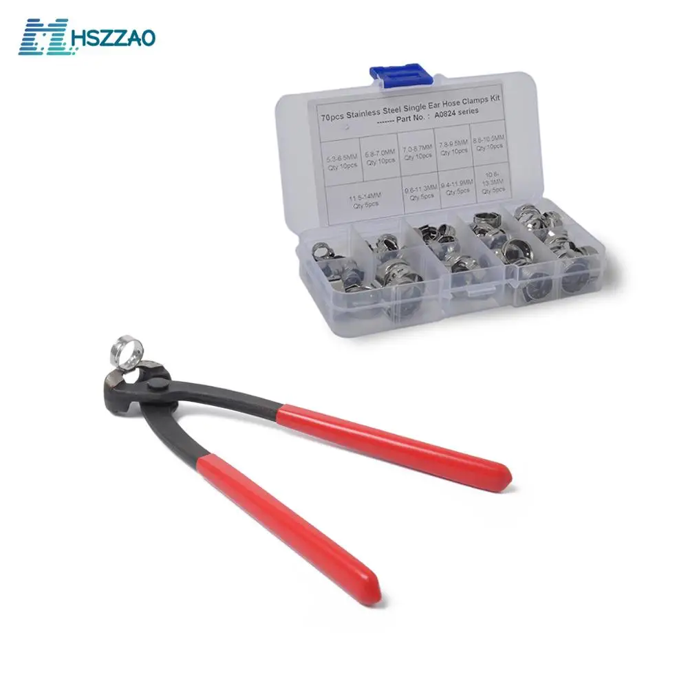 

5.3-14.0mm Single Ear Plus Stainless Steel Hydraulic Hose Clamps O-Clips Pipe Fuel Air W Ear Clamp Pincer Tool